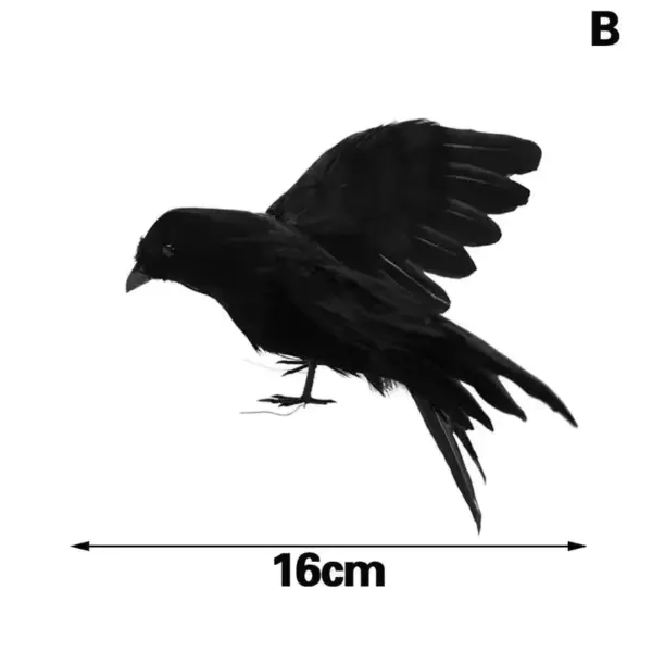 Fake Raven Crow Decoration – Realistic Feathered Black Bird Prop for Halloween Displays colour B