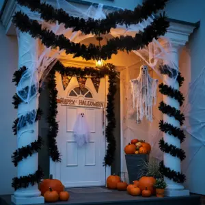 Fluffy Christmas Tinsel Garland for Tree Wreath Decoration halloween-porch