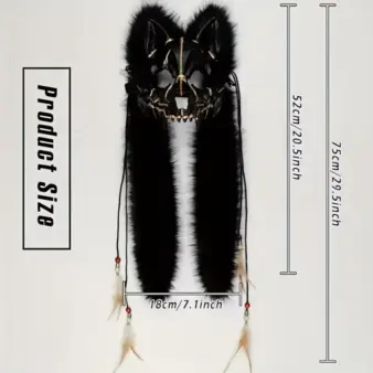 Furry Wolf Mask Headdress size