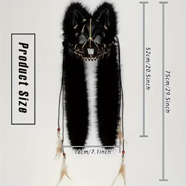 Furry Wolf Mask Headdress size
