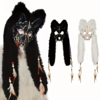 Furry Wolf Mask Headdress wolf