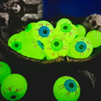 Glow in the Dark Eyeball Bouncy Balls closeup