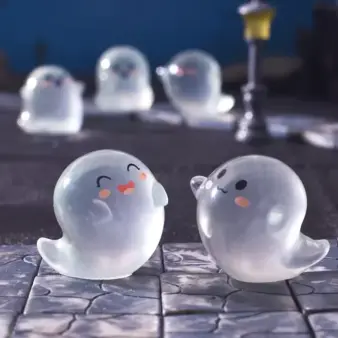Glow in the-Dark Ghost Figures Cute Mini Luminous Resin Ghosts for Halloween Decor transparent