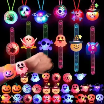Glowing Halloween Bracelets & Rings Set spider