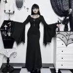Gothic Batwing Maxi Dress for features
