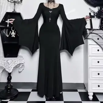 Gothic Batwing Maxi Dress front