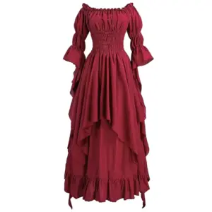 Gothic Renaissance Witch Dress wine red