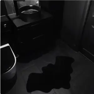 Halloween Bat Shaped Bathroom Rug in dark