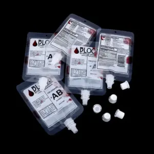 Halloween Blood Bag Drink Pouches 10Pc Reusable Food-Grade Vampire Blood Bags with Spouts for Party Drinks blood