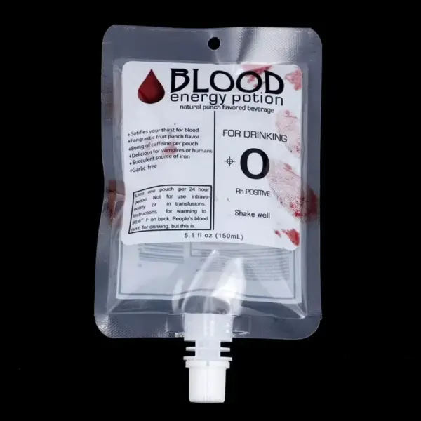 Halloween Blood Bag Drink Pouches 10Pc Reusable Food Grade Vampire Blood Bags with Spouts for Party Drinks single