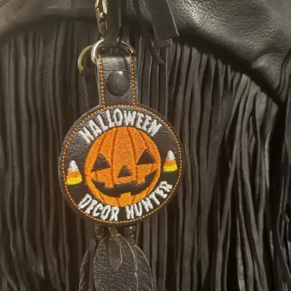 Halloween Decor Hunter Pumpkin Keychain brown