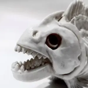 Halloween Fish Skull Bones Decoration closeup