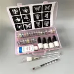 Halloween Glitter Tattoo & Stencil Kit 24 colours kit