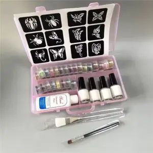 Halloween Glitter Tattoo & Stencil Kit 24 colours kit