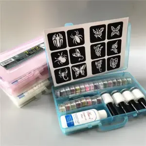 Halloween Glitter Tattoo & Stencil Kit 45 colour kit bag