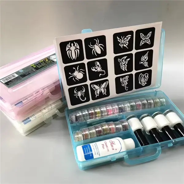 Halloween Glitter Tattoo & Stencil Kit 45 colour kit bag
