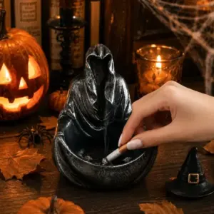 Halloween Mysterious Man Ashtray in hand