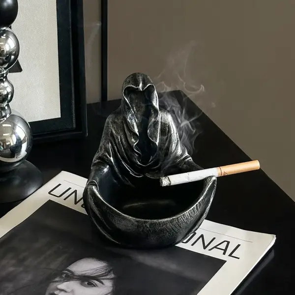 Halloween Mysterious Man Ashtray on table