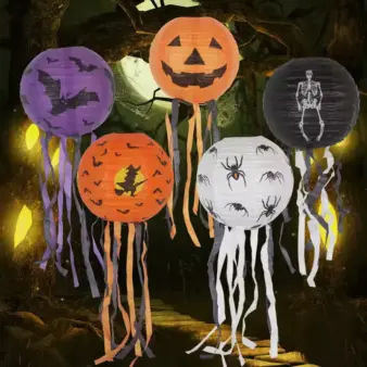 Halloween Paper Lanterns Pumpkin Bat Spider Skeleton in party