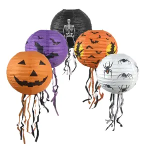 Halloween Paper Lanterns Pumpkin Bat Spider Skeleton mix