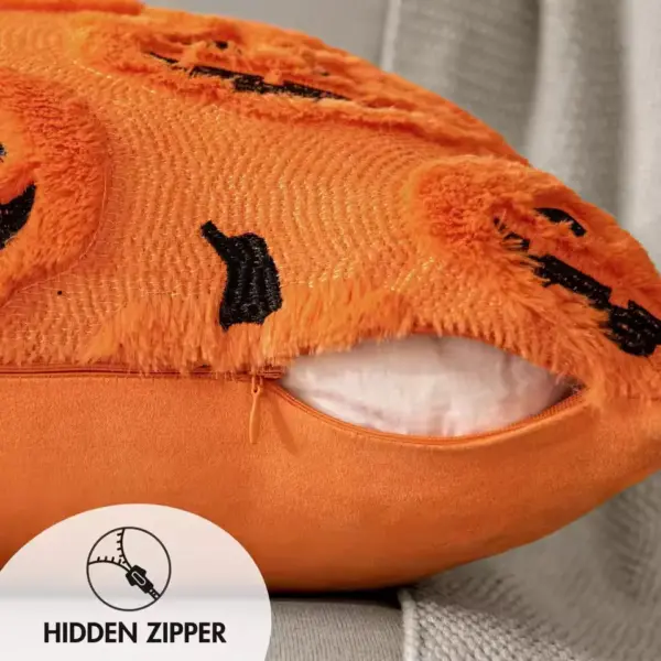 Halloween Pumpkin Pillow Covers – Soft Plush Faux-Wool Cushion Cases for Sofa & Couch open zipper