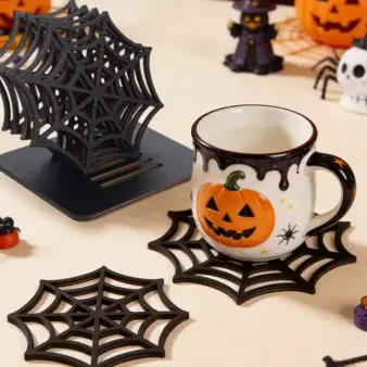 Halloween Spider Web Coasters feature