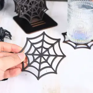 Halloween Spider Web Coasters in hand