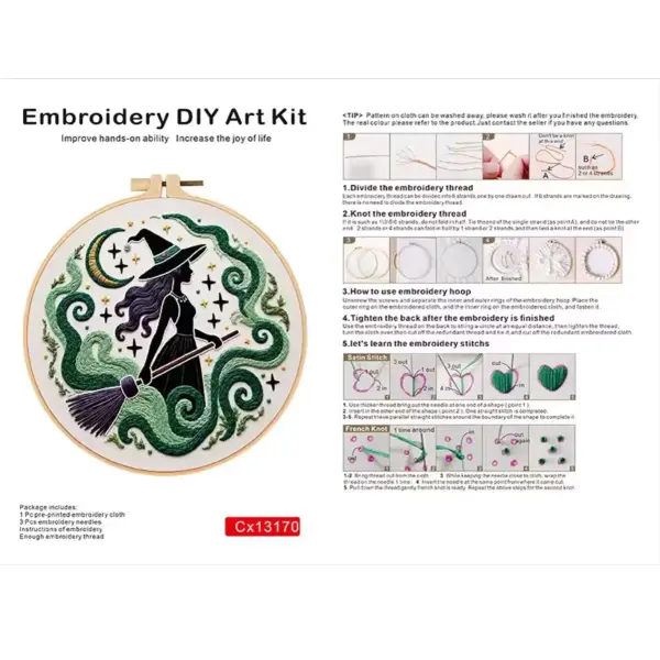 Halloween Witch DIY Embroidery Craft Kit chart