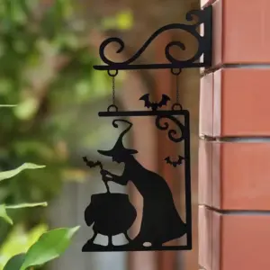 Halloween Witch Furnace Silhouette Metal Pendant black