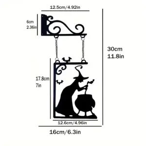 Halloween Witch Furnace Silhouette Metal Pendant size