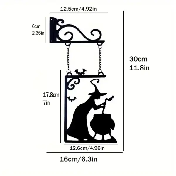 Halloween Witch Furnace Silhouette Metal Pendant size