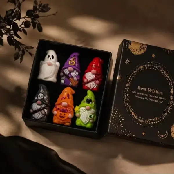 Halloween Witch Mini Gnome Resin Figurines 6pcs