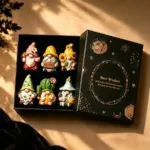 Halloween Witch Mini Gnome Resin Figurines yellow bg 6pcs