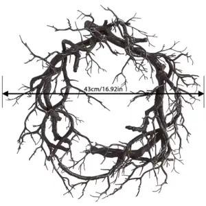 Halloween Wreath with LED Lights 42cm Simulation Black Branch Twig Wreath for Door and Wall size