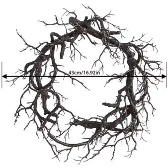 Halloween Wreath with LED Lights 42cm Simulation Black Branch Twig Wreath for Door and Wall size