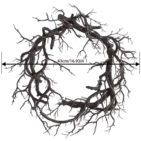 Halloween Wreath with LED Lights 42cm Simulation Black Branch Twig Wreath for Door and Wall size
