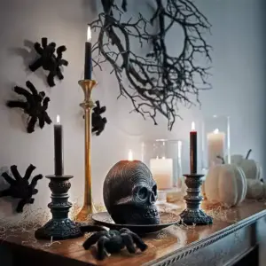 Halloween Wreath with LED Lights 42cm Simulation Black Branch Twig Wreath on wall