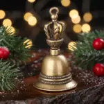 Handcrafted Tibetan Bronze Bell Pendant for Christmas Tree & home decor closeup xmas