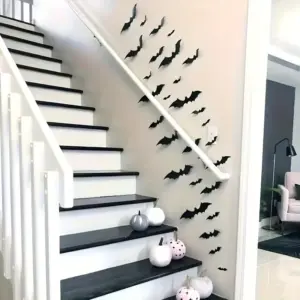 Hanging Bats Halloween Decoration on staire