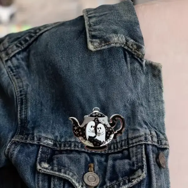 Haunted Teapot Enamel Pin – Cute Ghost Hard-Enamel Lapel Pin for Jackets Collectors