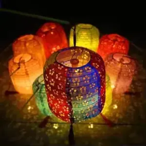 Hollow Out Paper Lanterns Cylinder Festival Hanging Lanterns for Halloween Weddings & Parties ellipse multicolour