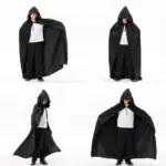 Hooded Cape Cloak Long Black Unisex Robe for Witch Wizard & Vampire Costumes feature