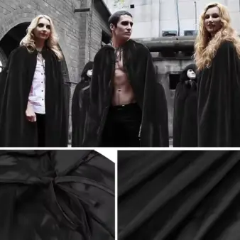 Hooded Cape Cloak Long Black Unisex Robe for Witch Wizard & Vampire Costumes model