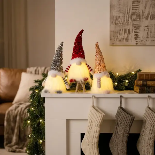 LED Christmas Gnome Faceless Dwarf Doll with Light Night Light mantel-lifestyle