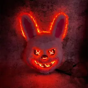 LED Light-Up Bunny Mask – Glowing Furry Rabbit Mask for Halloween
