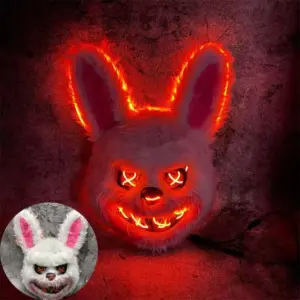 LED Light-Up Bunny Mask – Glowing Furry Rabbit Mask for Halloween, Raves & Cosplay B