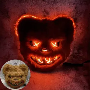 LED Light-Up Bunny Mask – Glowing Furry Rabbit Mask for Halloween, Raves & Cosplay Colour A