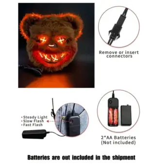 LED Light-Up Bunny Mask – Glowing Furry Rabbit Mask for Halloween, Raves & Cosplay feature