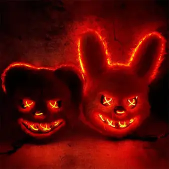 LED Light-Up Bunny Mask – Glowing Furry Rabbit Mask for Halloween, Raves & Cosplay pair