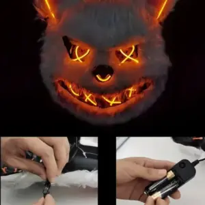 LED Light-Up Bunny Mask – Glowing Furry Rabbit Mask for Halloween, Raves & Cosplay usb